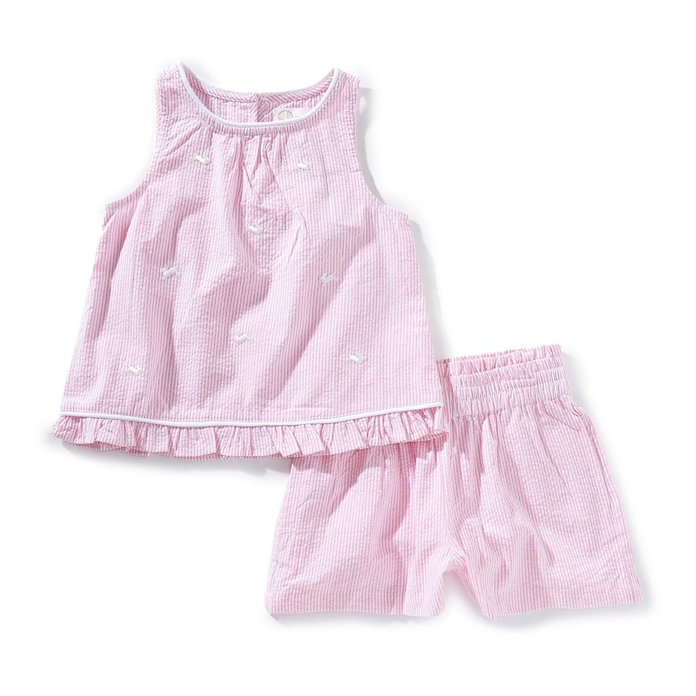 NWT Adventurewear 360 Girls Outfit Bunny’s Print Sets Top and Shorts Sz 6X